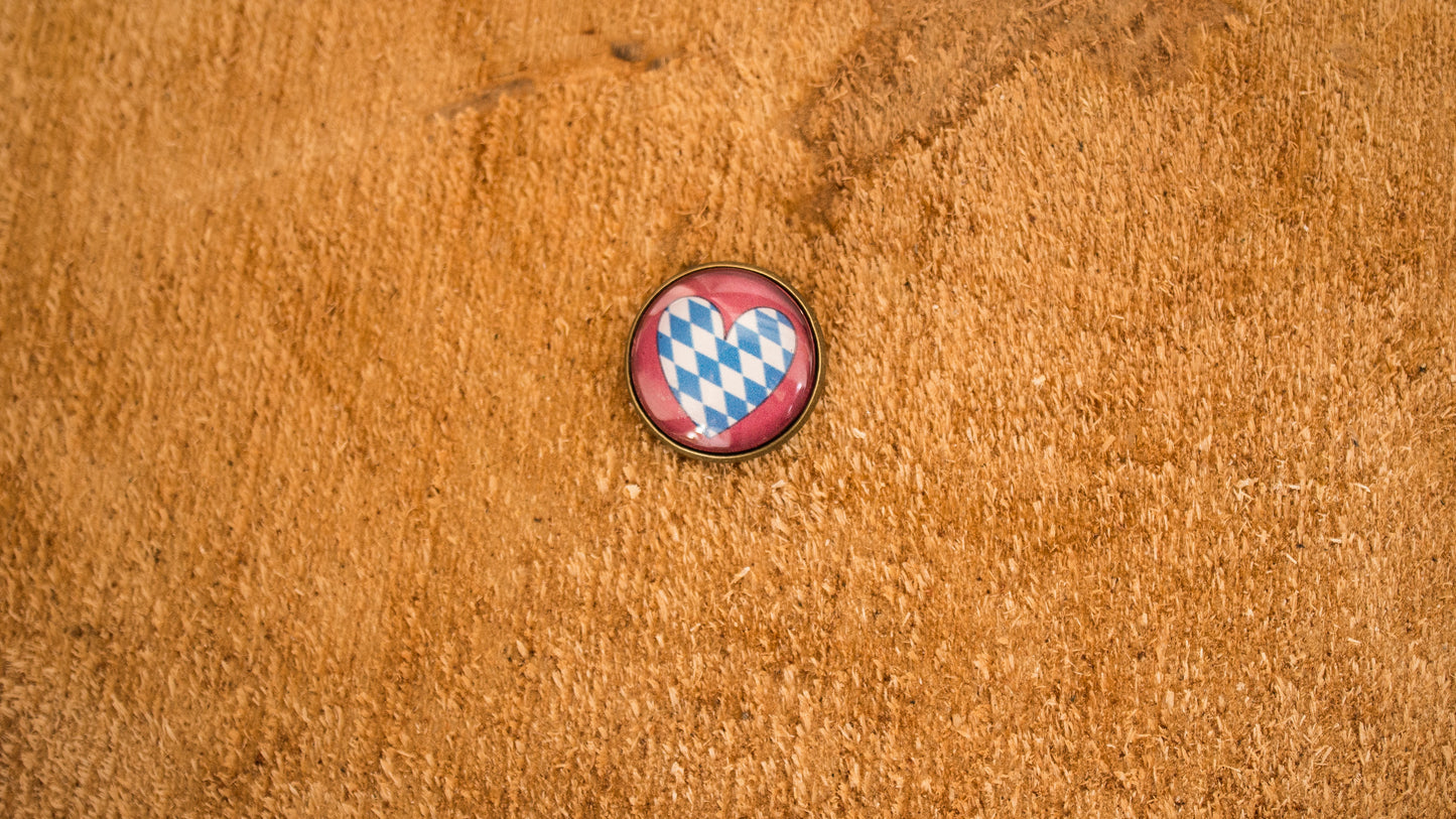 Bayern Landesfarben Herz Pin 20mm Bronze