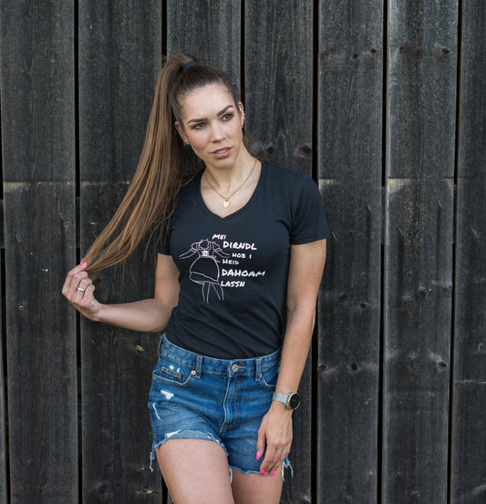 Mei Dirndl hob i heid Dahoam lassn T-Shirt V-Neck